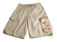 MOSSIMO Men  s Tan Short Zip Cargo Pockets Sz 34 33x12 Leg Adjustable Cord Y2K