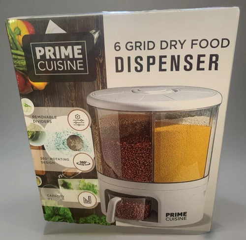 Prime Cuisine 6 Grid Dry Food Dispenser 11L Capacity NEW Ships Same Day