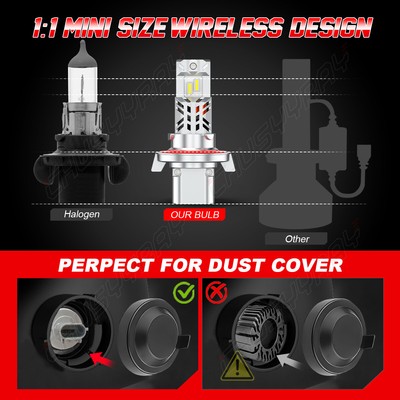 2x 9008/H13 LED Headlight Bulbs 6000K White For Nissan NV200 2013-2019 - IP68