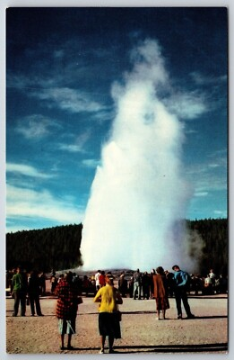 #ad Old Faithful Geyser Yellowstone National Park UNP Chrome Postcard K6 $2.95