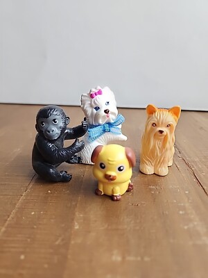 Barbie Pets lot of 4 pets dog Monkey Brown white animals figures