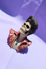 VINTAGE - Elvis Style Skull Skeleton Zombie Figurine Resin Vest NEW w/ Box
