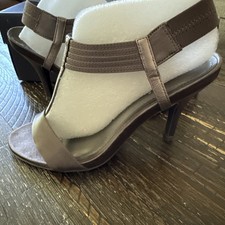 Kenneth Cole Reaction Pewter Satin Strappy Heels Size 6.5 Wedding Formal