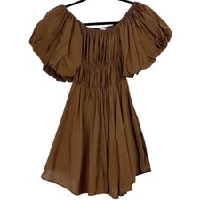Princess Polly Mini Dress Women's US 2 Brown Boho Puff Sleeve Fall Cottagecore