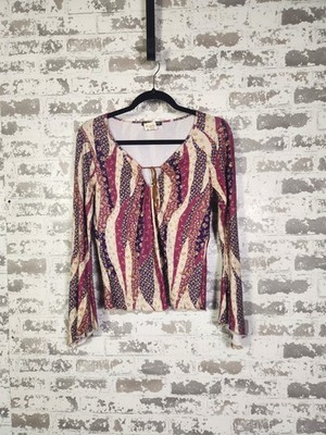 Y2K Fairy Tie Front Large Purple Bell Sleeve Grunge Festival Boho