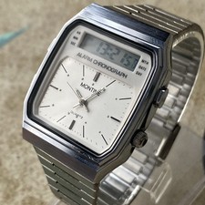 Montine Watch Mens Vintage 1980s Dual Time Alarm Chronograph Analogue Digital