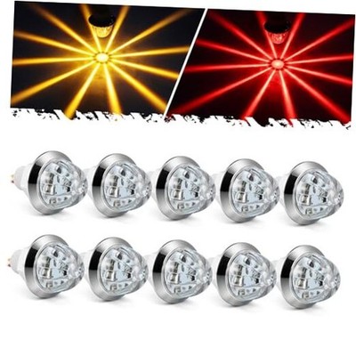 10 Pcs 3/4 inch Amber to Red LED Watermelon Side Marker Lights, 12V Amber/Red