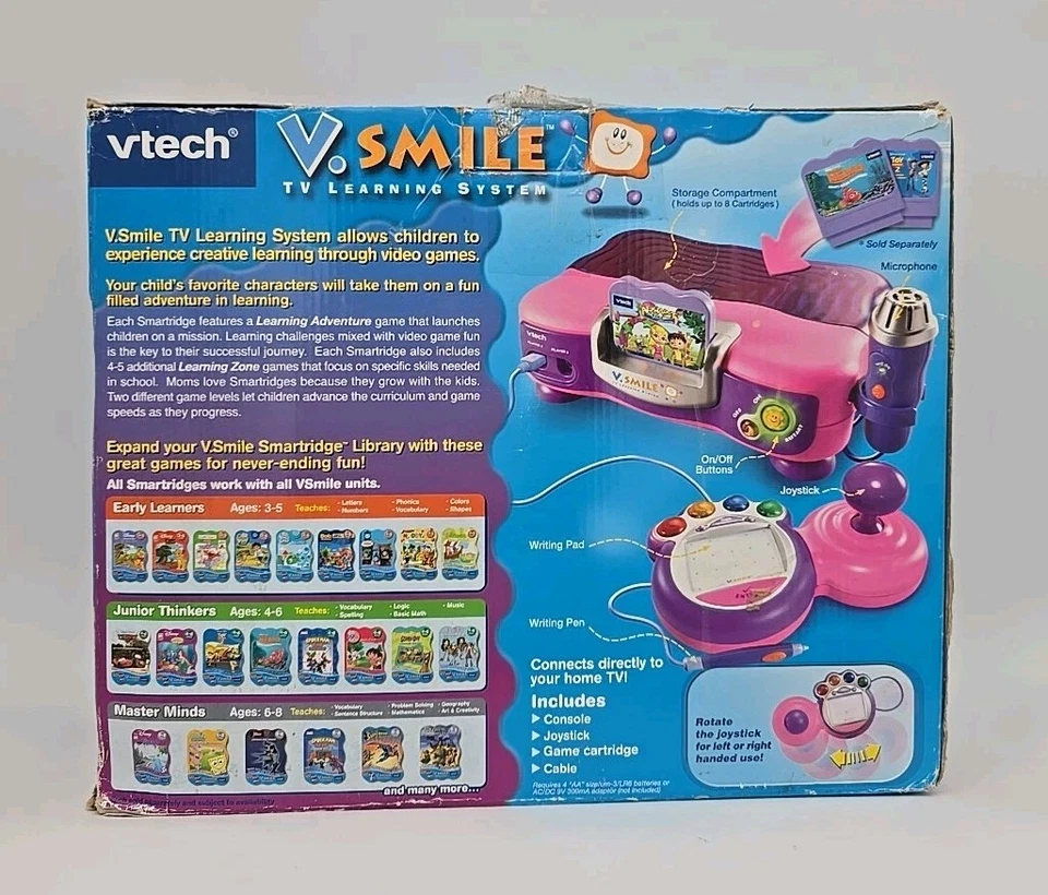 VTech VSmile TV Learning 2004 System Pink 14 Learning Games Used Tested Works.   - Image 2 of 4