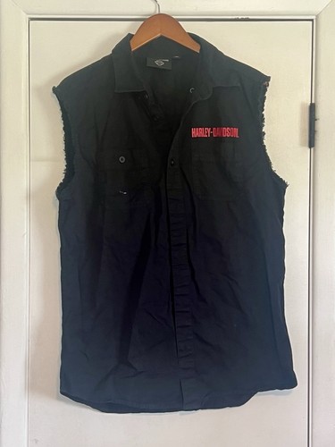 Harley-Davidson Cutoff/Sleeveless Shirt (Men’s  M, Red Logos)