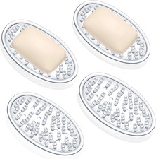 4 Pcs Soap Dish with Holes for Kitchen Bathroom, Clear