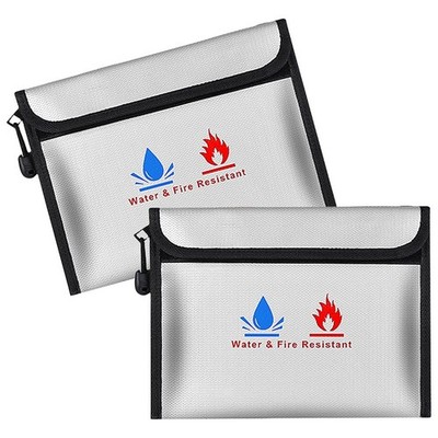 2 Pack Fireproof Waterproof Document Bag 23x18cm for Important Document Storage