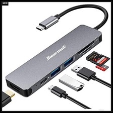 USB C Hub 7 in 1 Adapter 4K HDMI 100W PD USB 3.0 SD TF Card Reader Aluminum