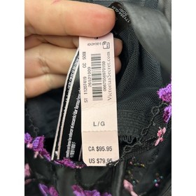 Victoria's Secret Corset Top Womens Large Black Purple Floral Mesh Sexy
