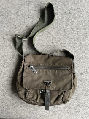 PRADA Tessuto Nylon Utility Shoulder Bag Khaki Green Vintage Unisex 90s Y2K