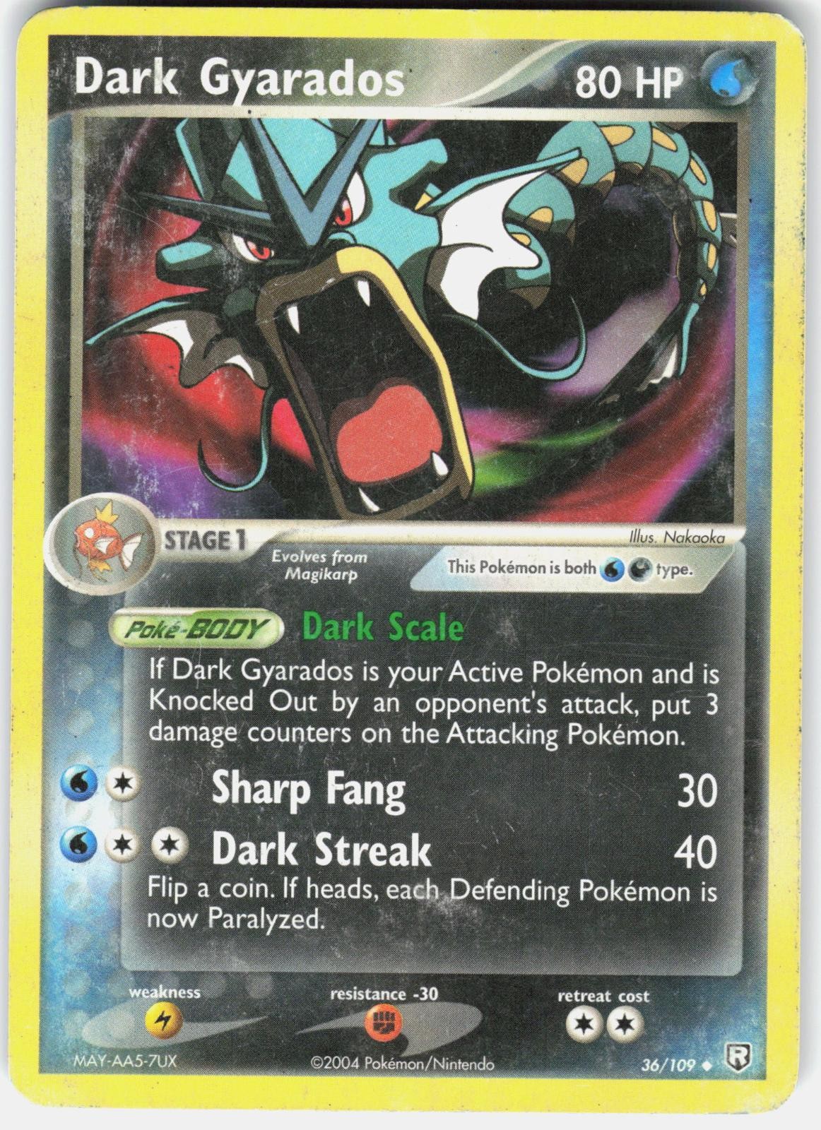 Pokemon Dark Gyarados 36/109 Uncommon Team Rocket Returns Near Mint B