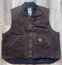 Vtg Y2k Carhartt Vest Mens 2XL Brown Duck Canvas Quilted Lined VO2 DKB USA