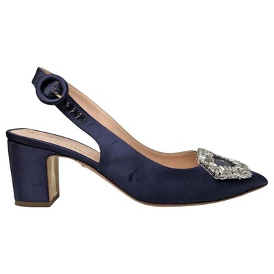 Rupert Sanderson Slingback Pumps Womens Blue 2.75'' Block Heel Shoes EU 36.5 US 6