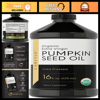 Carlyle Pumpkin Seed Oil 16oz Organic Cold Pressed | Extra Virgin | Vegetarian,