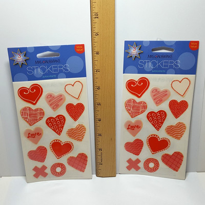 Two Packs USA Made Mrs. Grossman's X O Hearts VALENTINE COOKIES Stickers