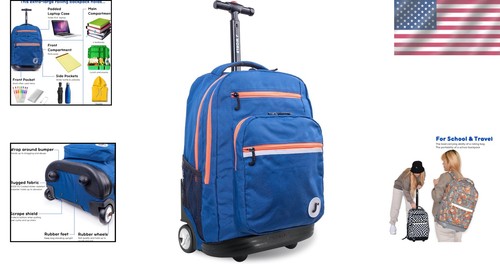 Spacious 20'' Rolling Backpack with Laptop Compartment - Perfect for Students - Picture 2 of 10