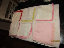 Vintage Set Of 6 Cotton Handkerchiefs Embroidery Edges Lot 1