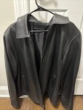 RITZ USA Large Authentic Vintage Leather Jacket/Coat  Made With Rabbit Fur