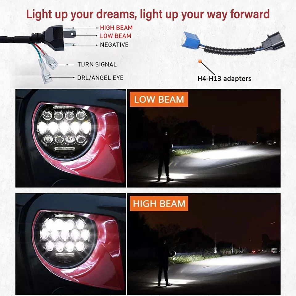 For Hummer H3 H3T 06-10 7"inch LED Headlights DRL & Halo 4" Fog Lights Combo Kit - Image 3 of 4