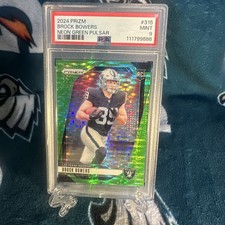 2024 Panini Prizm Rookies Brock Bowers #315 Neon Green Pulsar Prizm (RC) PSA 9