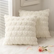 Valentines Pillow Covers 18x18 Inch Set of 2 18" x 18" Pack of 2 Cream White