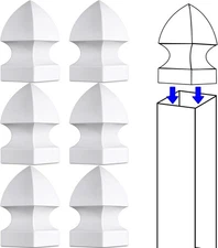 Lothee 6 Pcs Vinyl Post Cap Gothic Caps Decking 4'' X 4'', White 