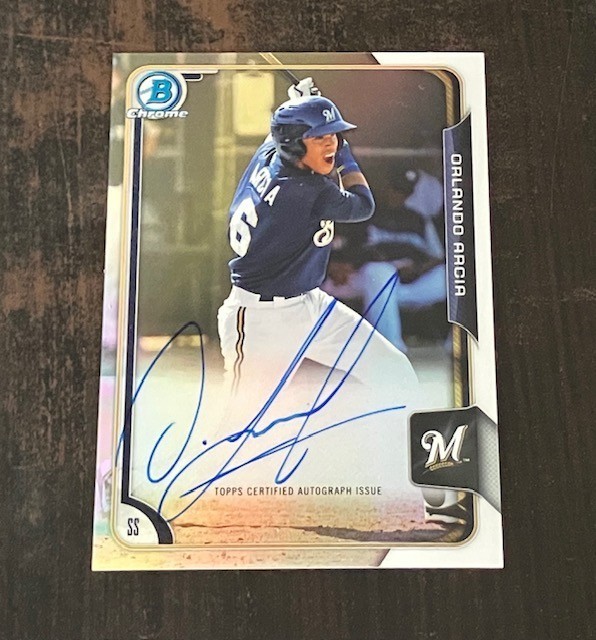 ORLANDO ARCIA auto prospect rc 2015 Bowman Chrome REFRACTOR #d /499