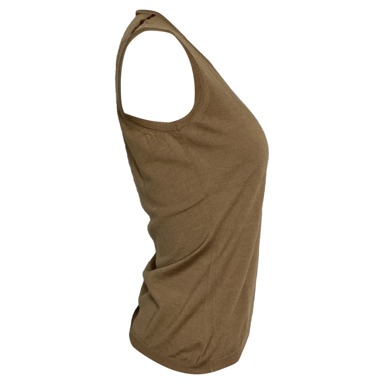 Canotta Saint Laurent in maglia di cashmere marrone donna ocra taglia 40