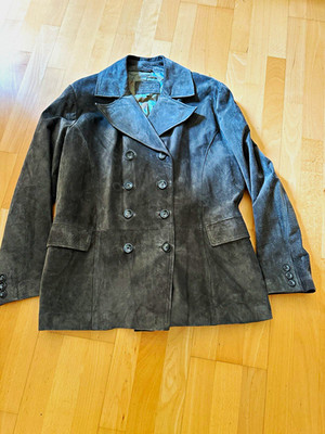 Marks and Spencer Wildleder Cabanjacke grau zweireihig kurz Gr. 18