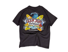 Vintage Ron Jon Custom Surfboards Tee Black Graphic Surf Beach