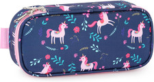 Girls Pencil Case for Kids, Multi-Slot Pencil Pouch, Unicorn Flower