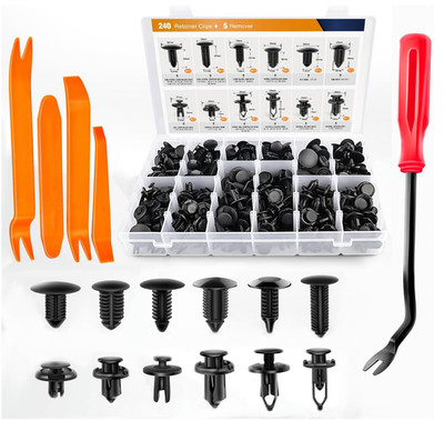 GOOACC 240PCS Bumper Retainer Clips Car Plastic Rivets Fasteners Push Retainer K