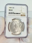 1890 Morgan Silver Dollar $1 NGC MS63