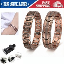 Men's Bracelet Magnetic Therapy Arthritis Pain Relief Pure Solid Copper Bangle