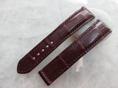 FOR SMALL WRIST 19mm/16mm Brown Crocodile Print Leather Watch Band For  Omega