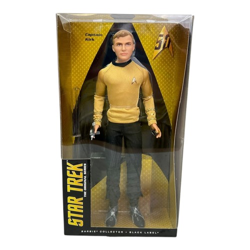 Figura Muñeca Star Trek Barbie Coleccionista Etiqueta Negra Capitán Kirk 12" 50th 2016
