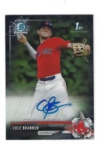 Cole Brannen 2017 Bowman Chrome Autograph Card # CDA-CB, Boston Red Sox