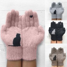 Cat Fan Cotton Gloves,Cat Bird Print Gloves Cute Pink Simple Mitten Brand New
