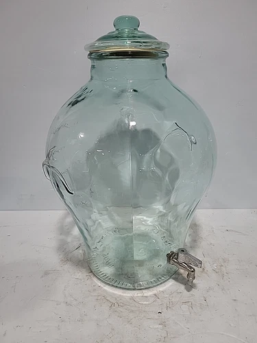 Vintage SVE 5 Gallon Green Glass Beverage Dispenser Made In Italy Estate