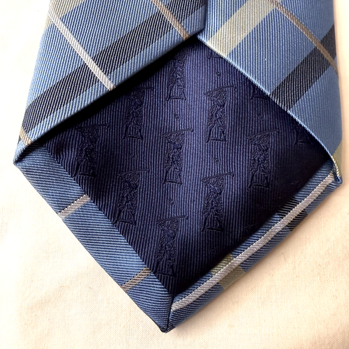 Fairway & Greene Men's 100% Silk Necktie Hand Made in USA Golf Logo Blue Striped - Picture 6 of 9