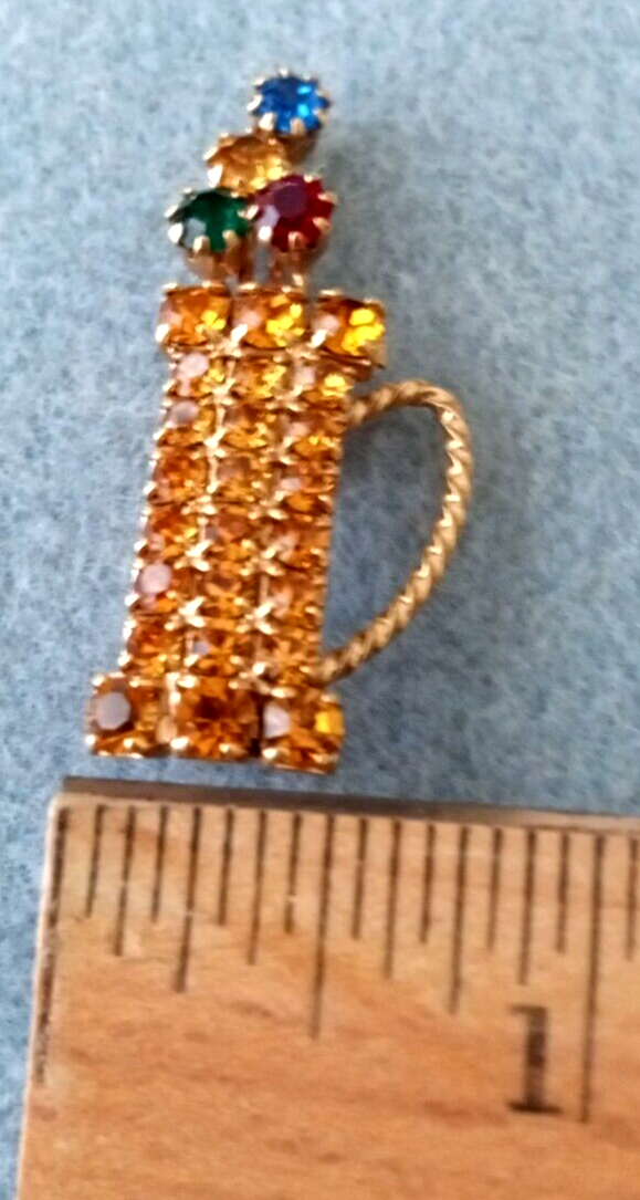Vintage Golf Clubs Bag Gold Tone Multicolor Pronged Pave