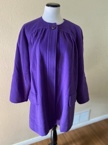 Vintage Valentino Purple Wool Swing Coat Size 10 Made In Italy Miss V
