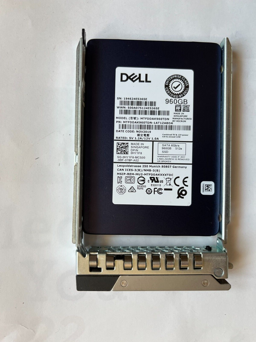 HY1F8 - Dell Enterprise 960GB 6Gb/s 512e 2.5 inch SATA SSD for