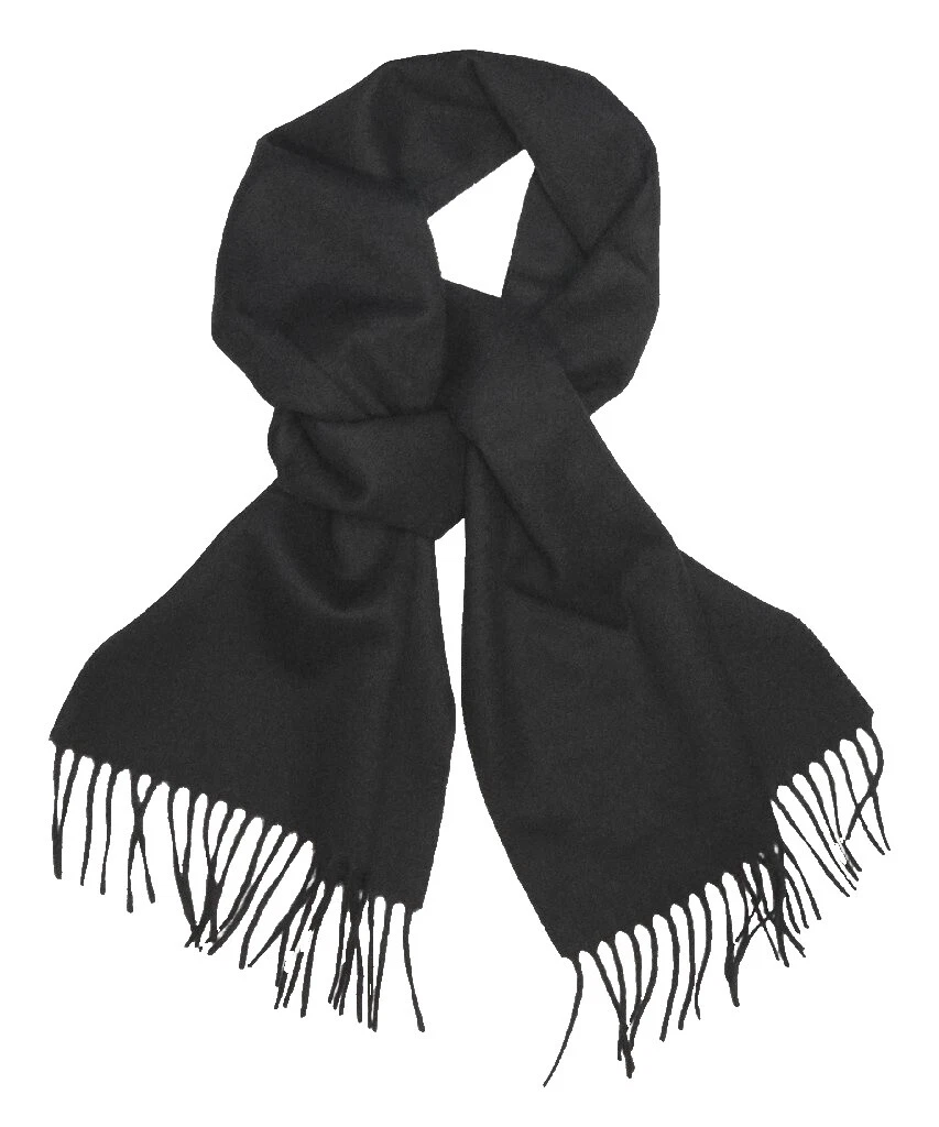 Negro 100% Lana Bufandas sólidas para hombres