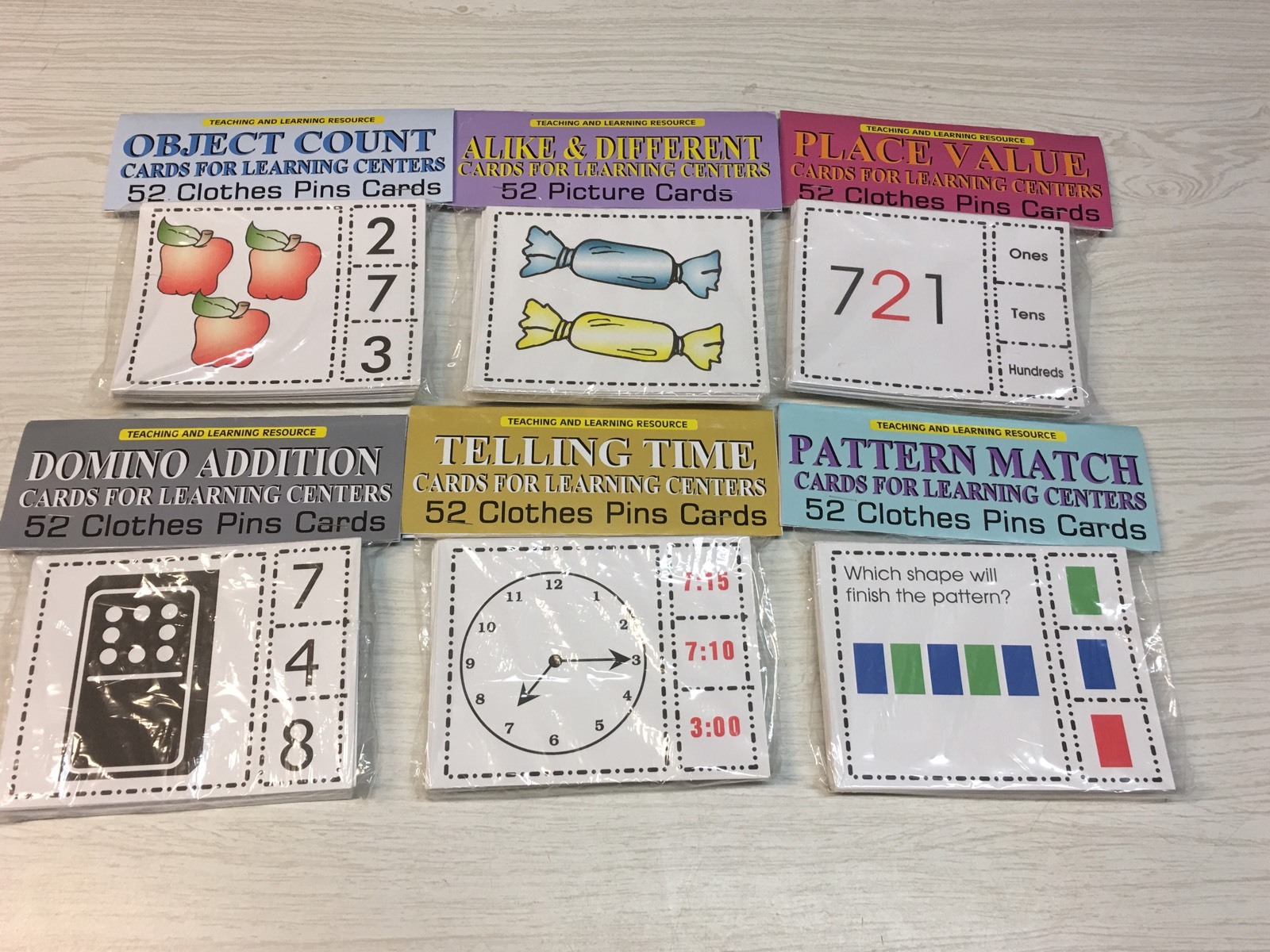 6 Math Sets - Cards For Learning Center 52 Cards - Teaching “Open Box “