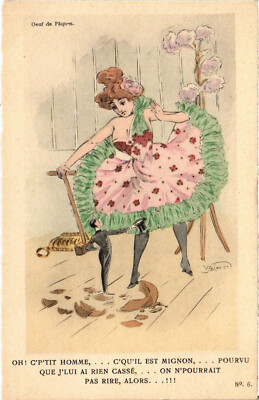 PC ARTIST SIGNED, OH C'P'TIT HOMME C'QU'IL EST MIGNON, Vintage Postcard (b51378)